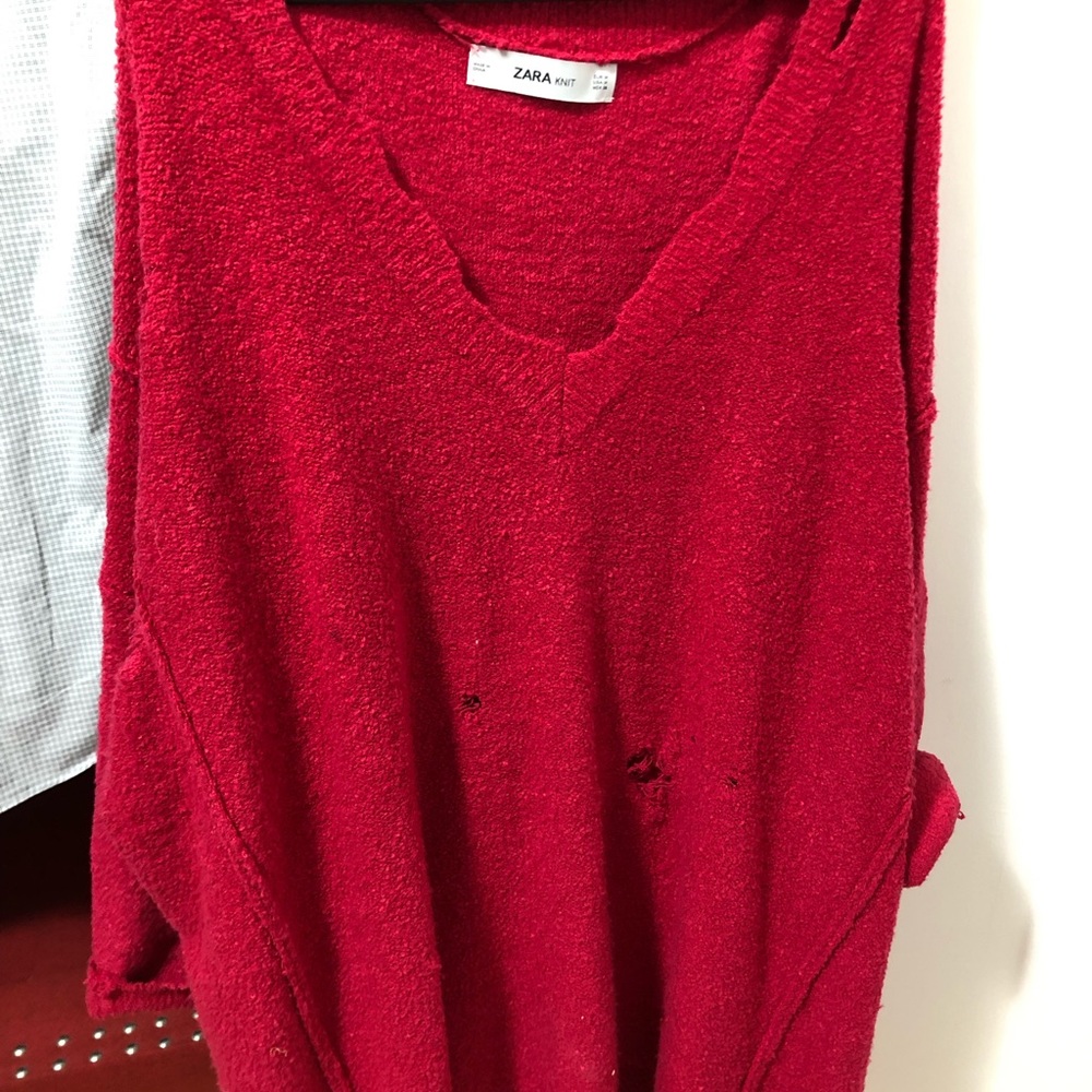 Zara Oversized Pullover Maxi Rip Sweater